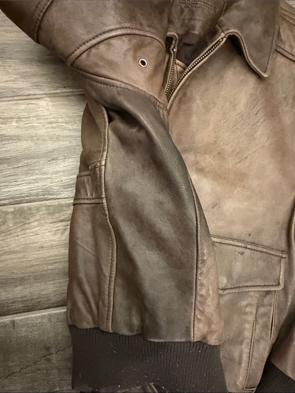 Roundtree & Yorke Brown Leather Bomber Jacket - Picture 6 of 8